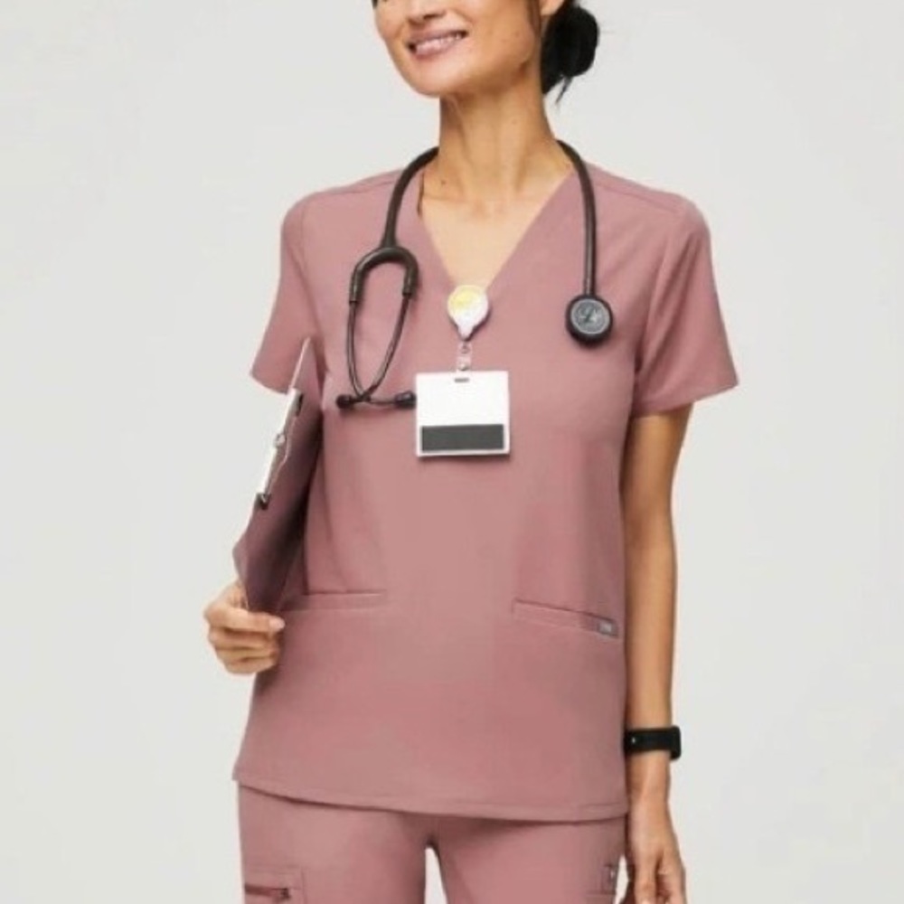 Limited Edition Figs scrub top in Mineral Mauve